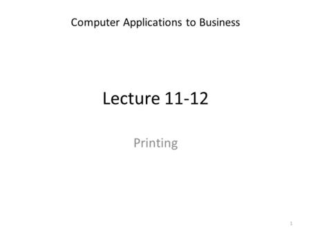 Computer Applications to Business