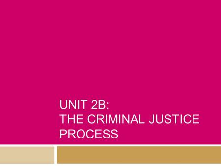 UNIT 2B: THE CRIMINAL JUSTICE PROCESS. Steps In a Trial - Felony  1. Crime Occurs  2. Investigation  3. Arrest  4. Booking  5. Initial Appearance.