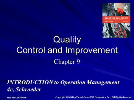 Quality Control and Improvement