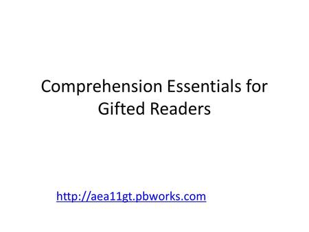 Comprehension Essentials for Gifted Readers