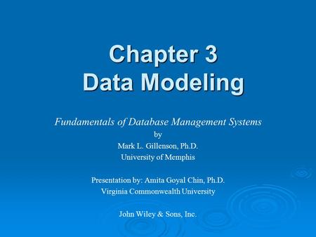 Chapter 3 Data Modeling Fundamentals of Database Management Systems by