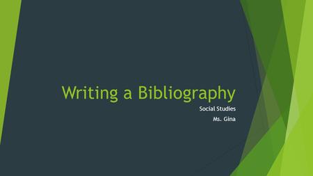 Writing a Bibliography