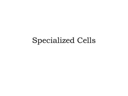 Specialized Cells.