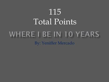 By: Yeniffer Mercado 115 Total Points. I always wanted to be a Special Agent since I was a little girl it has always been my dream I watch crime shows.