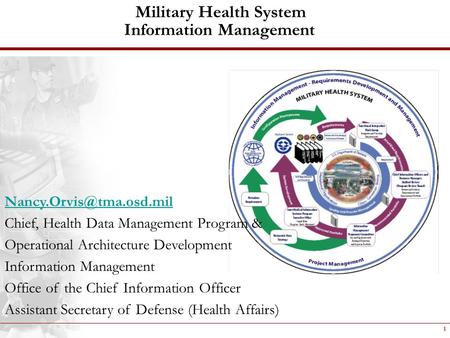 1 Military Health System Information Management Chief, Health Data Management Program & Operational Architecture Development Information.