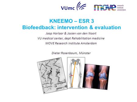 KNEEMO – ESR 3 Biofeedback: intervention & evaluation Jaap Harlaar & Josien van den Noort VU medical center, dept Rehabilitation medicine MOVE Research.