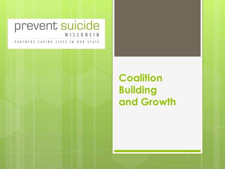 Coalition Building and Growth.  Launched in September 2010, statewide initiative with two major goals:  To alleviate the fear and stigma associated.