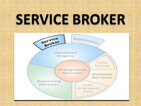 SERVICE BROKER. SQL Server Service Broker SQL Server Service Broker provides the SQL Server Database Engine native support for messaging and queuing applications.