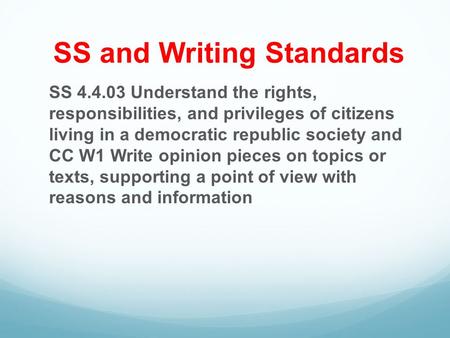 SS and Writing Standards