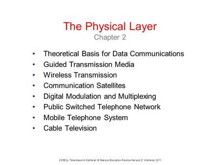 The Physical Layer Chapter 2