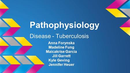 Pathophysiology Disease - Tuberculosis Anna Forynska Madeline Fung Maicakrise Garcia Jill Garrett Kyle Geving Jennifer Heuer.