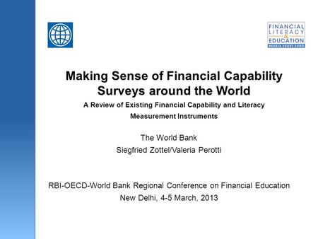 Making Sense of Financial Capability Surveys around the World A Review of Existing Financial Capability and Literacy Measurement Instruments The World.