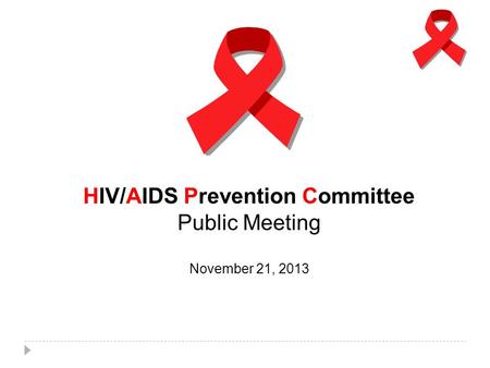 HIV/AIDS Prevention Committee Public Meeting November 21, 2013.