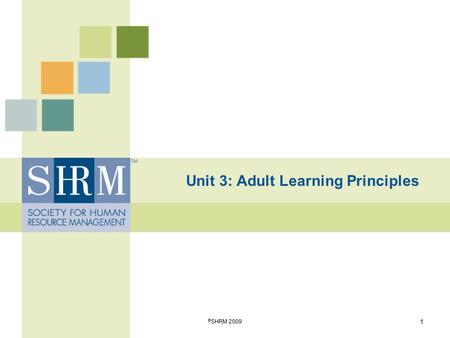 Unit 3: Adult Learning Principles