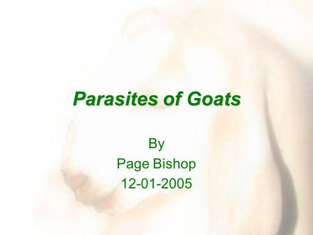 Parasites of Goats By Page Bishop 12-01-2005.
