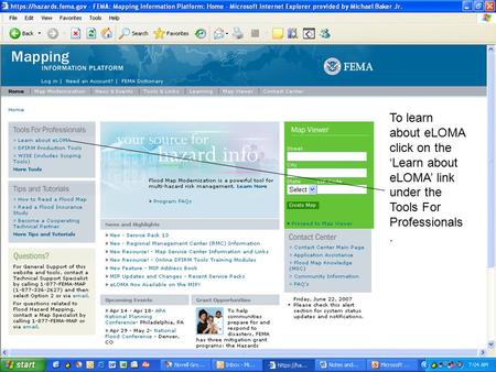 Homepage To learn about eLOMA click on the ‘Learn about eLOMA’ link under the Tools For Professionals.