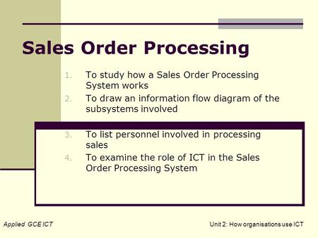 Sales Order Processing