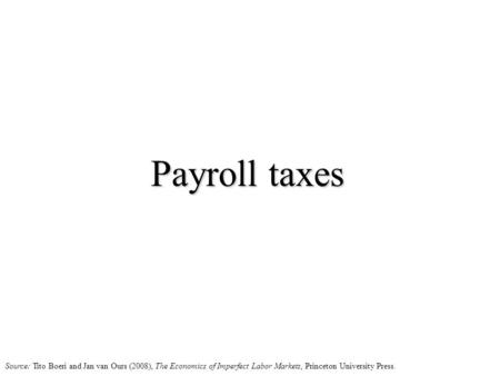 Payroll taxes Source: Tito Boeri and Jan van Ours (2008), The Economics of Imperfect Labor Markets, Princeton University Press.