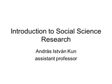 Introduction to Social Science Research