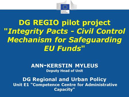 Integrity Pacts - Civil Control Mechanism for Safeguarding EU Funds