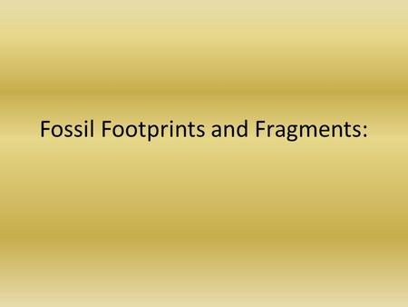 Fossil Footprints and Fragments:. “Field Geology” Your geology class is on a field trip to a fossil bed in Alberta, Canada. While exploring the site,