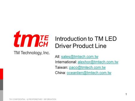Introduction to TM LED Driver Product Line