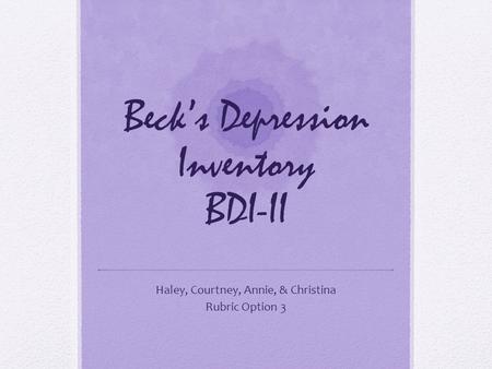 Beck’s Depression Inventory BDI-II