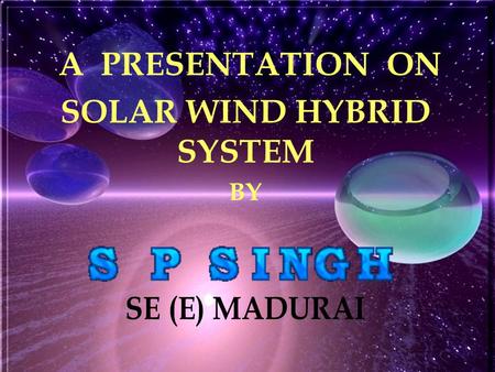 A PRESENTATION ON SOLAR WIND HYBRID SYSTEM BY. BACKGROUND For remote and inhospitable areas – Reliable Electricity supply is not available.