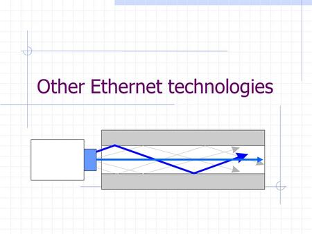 Other Ethernet technologies Light Source. Other Ethernet Physical Layer Standards  100Base-X 100 Mbps 100Base-TX uses Cat 5 UTP to desktop  1000Base-X.
