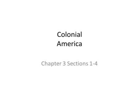 Colonial America Chapter 3 Sections 1-4.