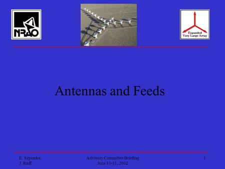 E. Szpindor, J. Ruff Advisory Committee Briefing June 10-11, 2002 1 Antennas and Feeds.