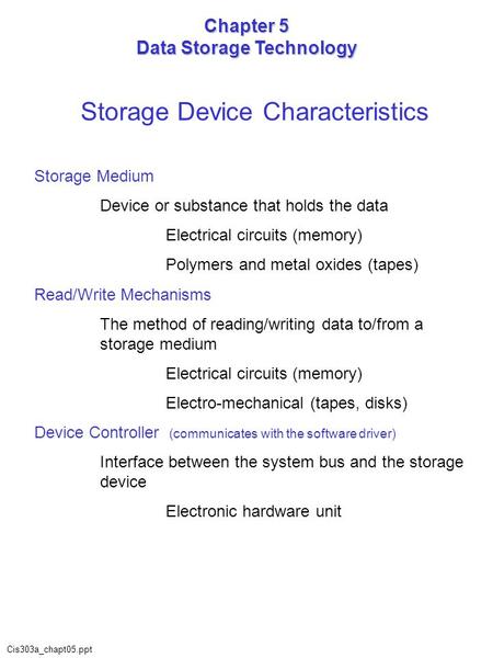 Chapter 5 Data Storage Technology