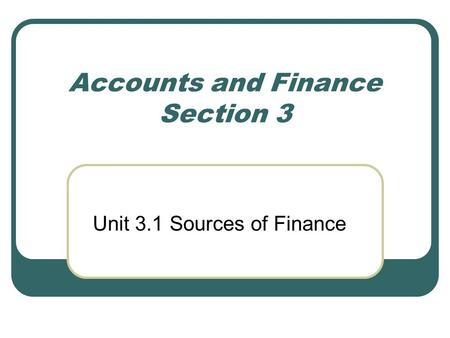 Accounts and Finance Section 3