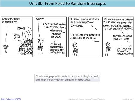 Unit 3b: From Fixed to Random Intercepts © Andrew Ho, Harvard Graduate School of EducationUnit 3b – Slide 1