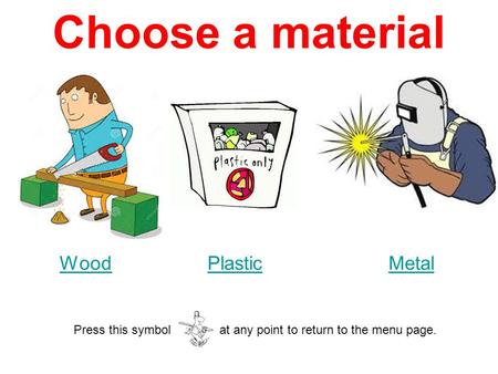 Choose a material Wood Plastic Metal