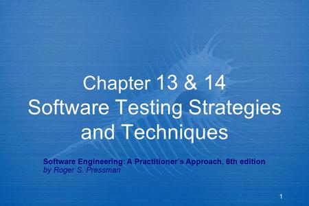 Chapter 13 & 14 Software Testing Strategies and Techniques