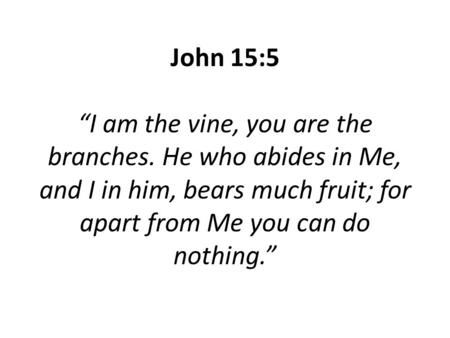 John 15:5 “I am the vine, you are the branches