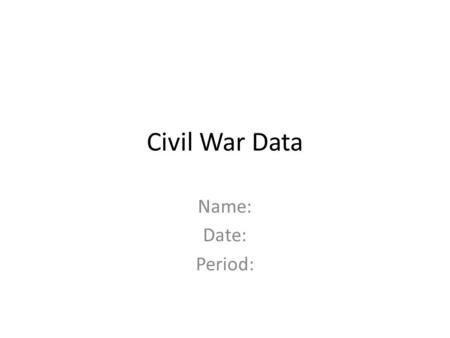 Civil War Data Name: Date: Period:.