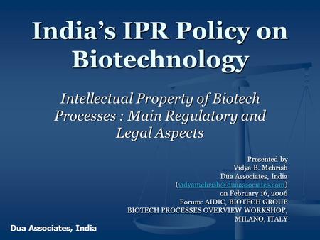 India’s IPR Policy on Biotechnology