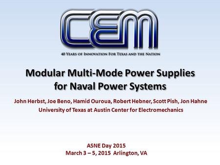 Modular Multi-Mode Power Supplies for Naval Power Systems