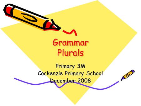 Grammar Plurals Primary 3M Cockenzie Primary School December 2008.