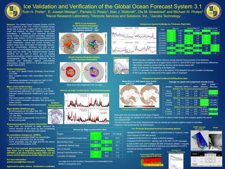 Ice Validation and Verification of the Global Ocean Forecast System 3.1 Ruth H. Preller 1, E. Joseph Metzger 1, Pamela G. Posey 1, Alan J. Wallcraft 1,
