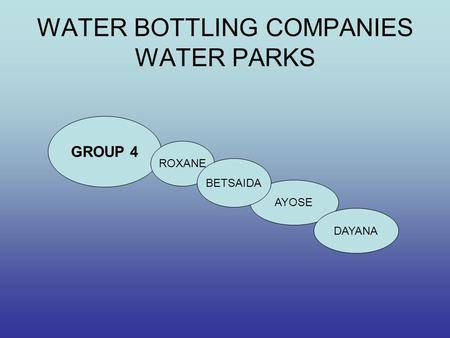 WATER BOTTLING COMPANIES WATER PARKS GROUP 4 ROXANE AYOSE BETSAIDA DAYANA.