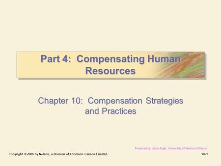 Part 4: Compensating Human Resources