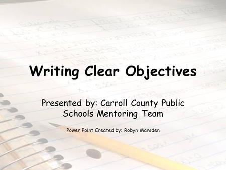 Writing Clear Objectives