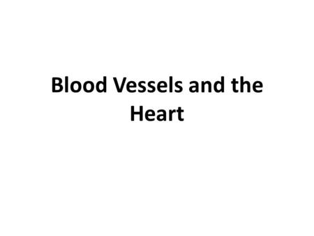 Blood Vessels and the Heart
