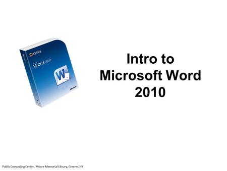 Intro to Microsoft Word 2010. The Microsoft Word Window will open up ready for you to create a new document 1 The ribbon, which sits above the document,