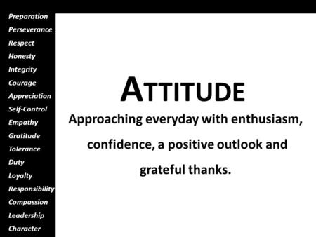 ATTITUDE Approaching everyday with enthusiasm,