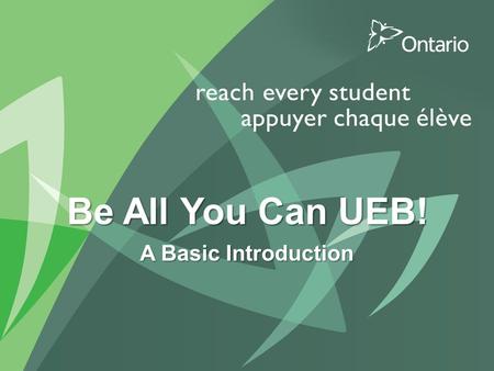 PUT TITLE HERE Be All You Can UEB! A Basic Introduction.