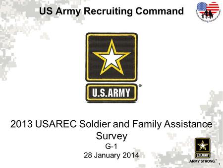 1 US Army Recruiting Command 1 2013 USAREC Soldier and Family Assistance Survey G-1 28 January 2014.
